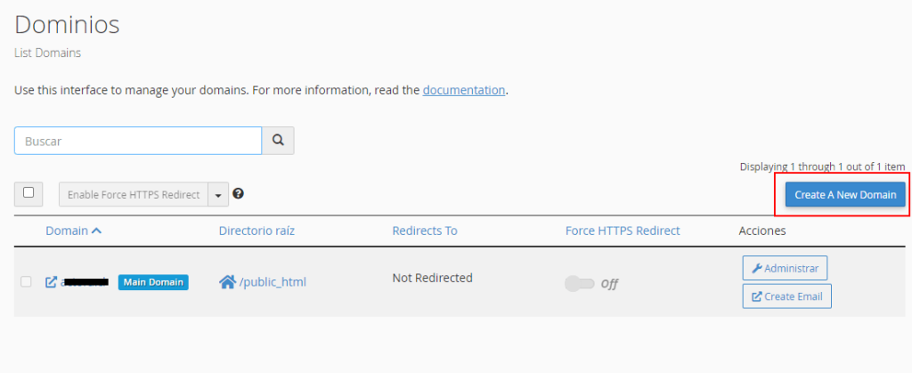 agregar dominio adicional en cpanel
