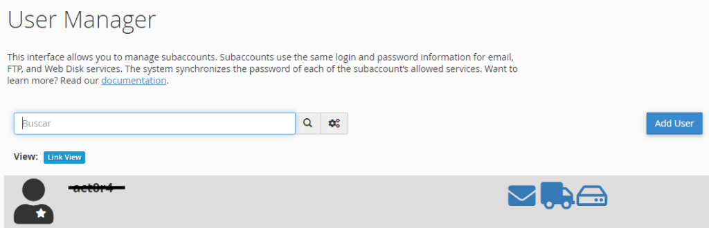 user manager en cpanel